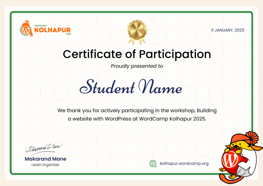 WCK Student Certificate