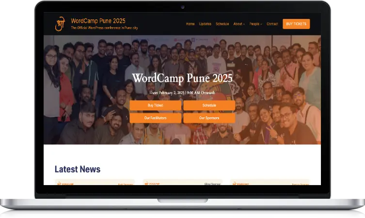 WordCamp Pune 2025 laptop